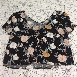 Floral button up crop top
