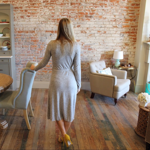 Ultra soft heather gray knit wrap dress - Picture 4 of 4