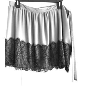 Pretty Grey Satin with black lace detail skirt