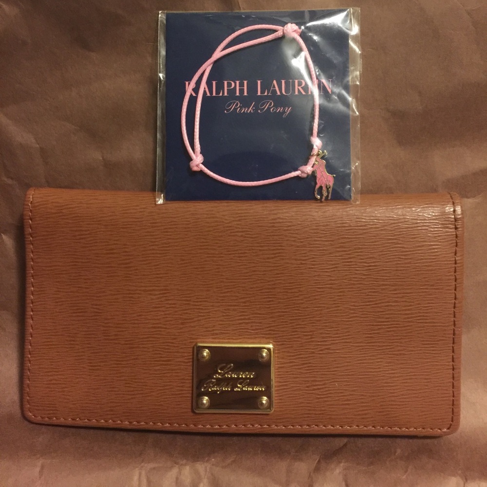 RALPH LAUREN LEATHER  WALLET & pink pony bracelet