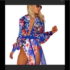 Bohemian Floral High Split Maxi Dress Cover Up