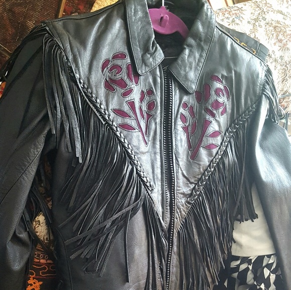 🚫SOLD🚫 Vintage Fringe Biker Moto Leather Jacket - Picture 8 of 8