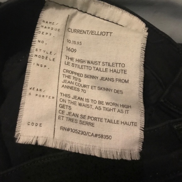 Current/Elliott High Waisted Stiletto Black Jeans - Picture 3 of 5