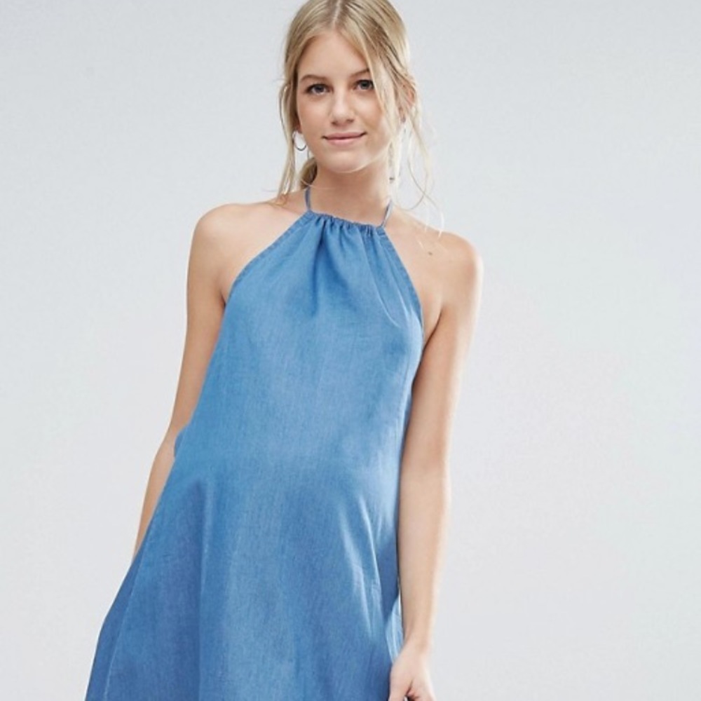 ASOS maternity denim halter dress
