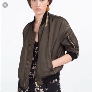 Zara Olive Bomber Jacket