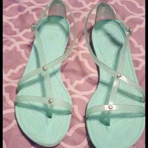 Teal Green Crocs Jelly Sandal Shoes size 10