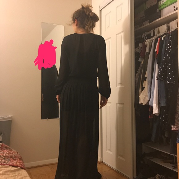 NWOT Zara Black Long Chiffon shirtdress with slits - Picture 5 of 5