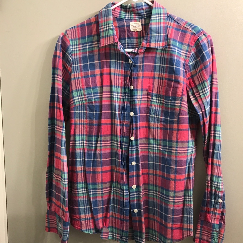 J. Crew plaid bottom up shirt
