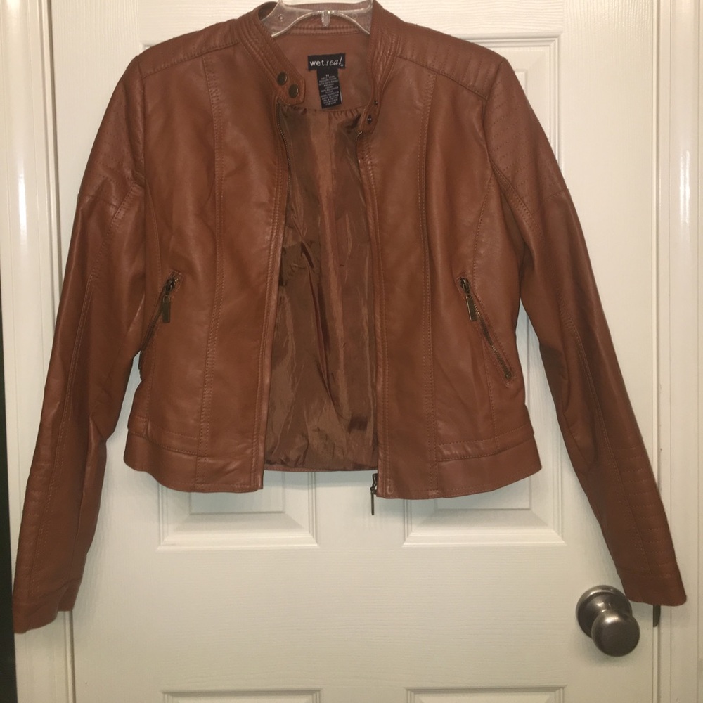 Brown Leather Jacket PRACTICALLY NEW!