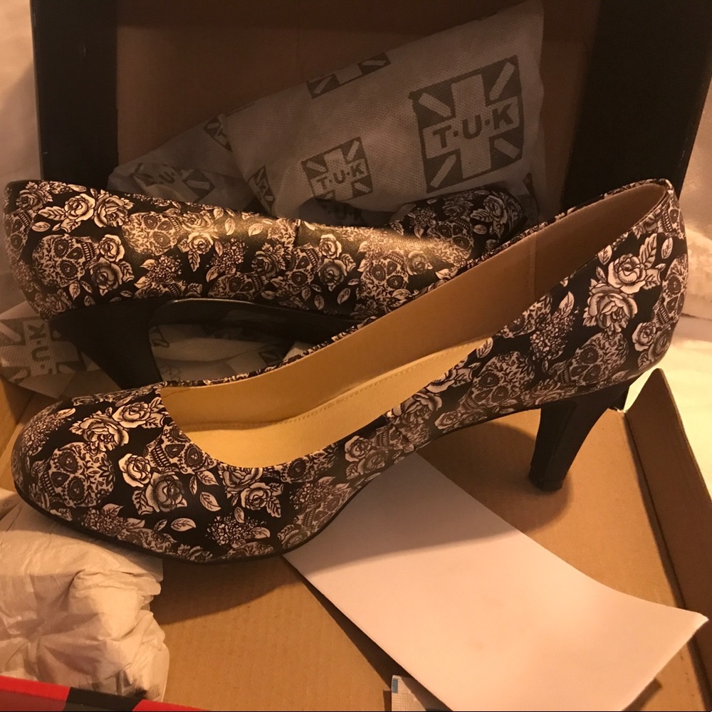 Roses and skulls kitten heels from Modcloth