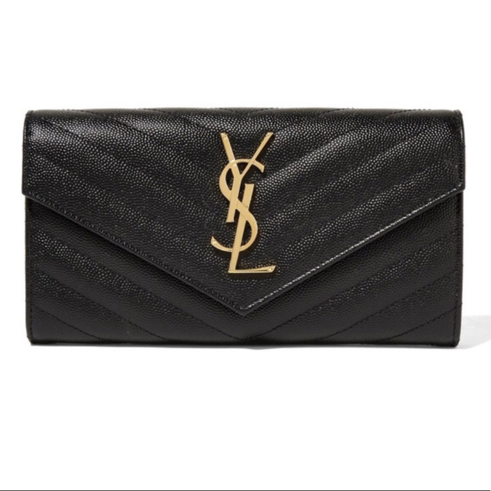 Saint Laurent quilted textured-leather wallet