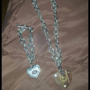 Juicy Couture Necklace Bracelet Wood Silver