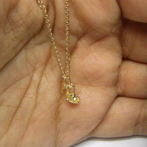 Tiny 14k gold Shoes heels pendant necklace charm - Picture 7 of 12