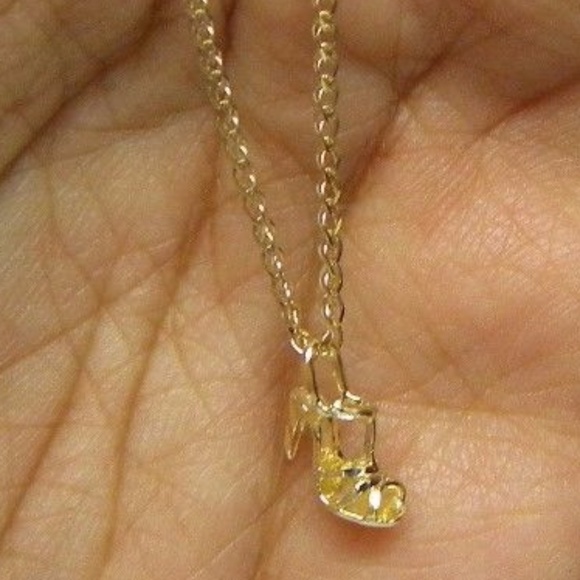Tiny 14k gold Shoes heels pendant necklace charm - Picture 4 of 12