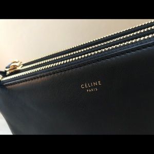 Authentic Celine Lambskin Small Trio Bag in Black