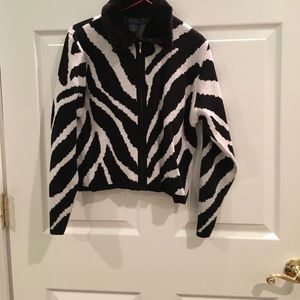 CLEARANCE Zebra Striped Zip Front Cardigan Sweater
