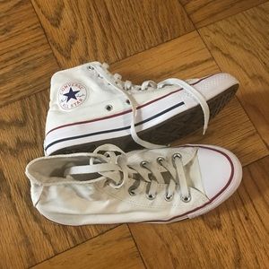 Converse hi top white sneakers W8