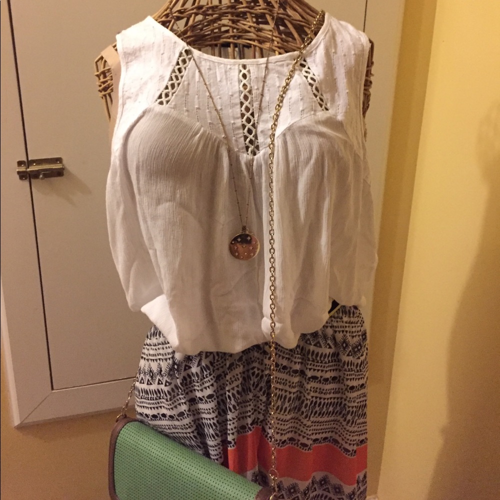 Flowy White Top with cute detailing at the top