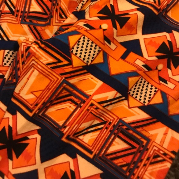 Lularoe orange geometric OS leggings - Picture 3 of 6