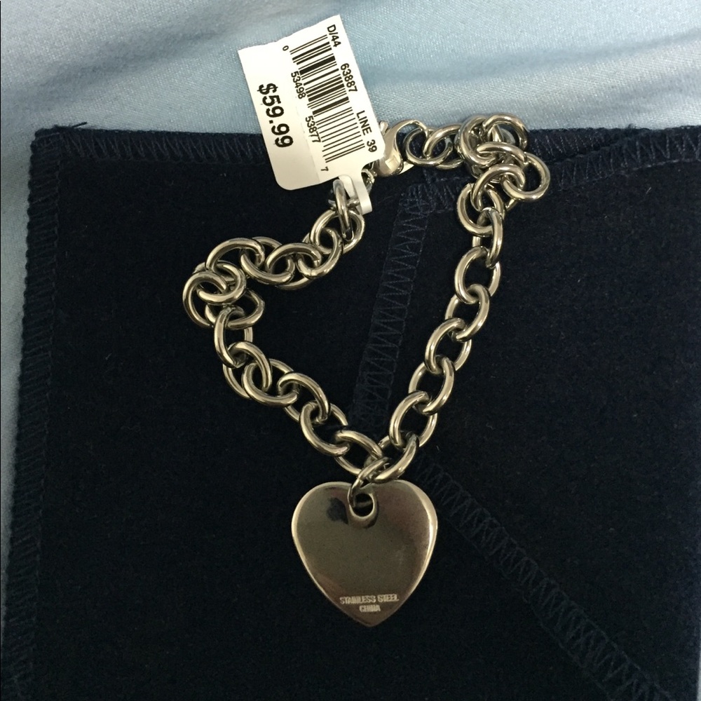 Heart pendant stainless steel bracelet