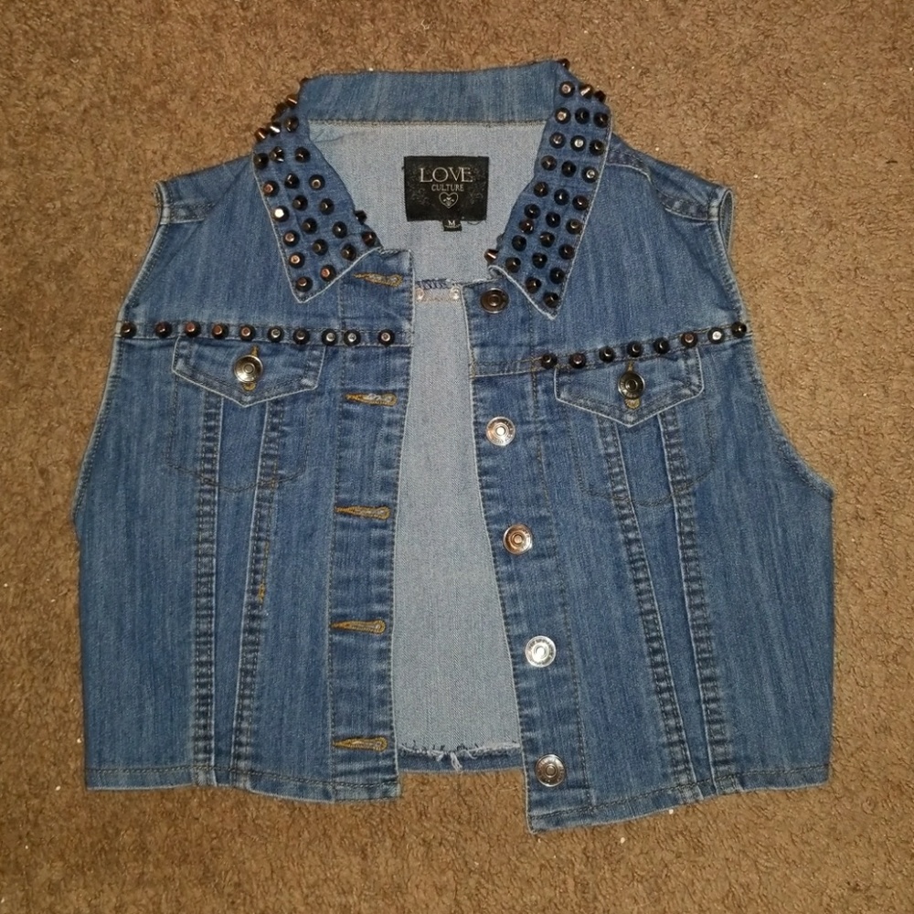 Studded Love Culture blue jean vest!