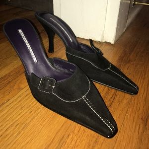 Donald J Pliner black suede miles w/ pointy toe