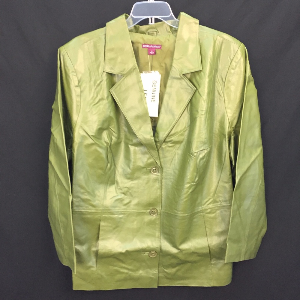 NWT New Jessica London Plus Sz 30 Leather Blazer - Picture 7 of 7