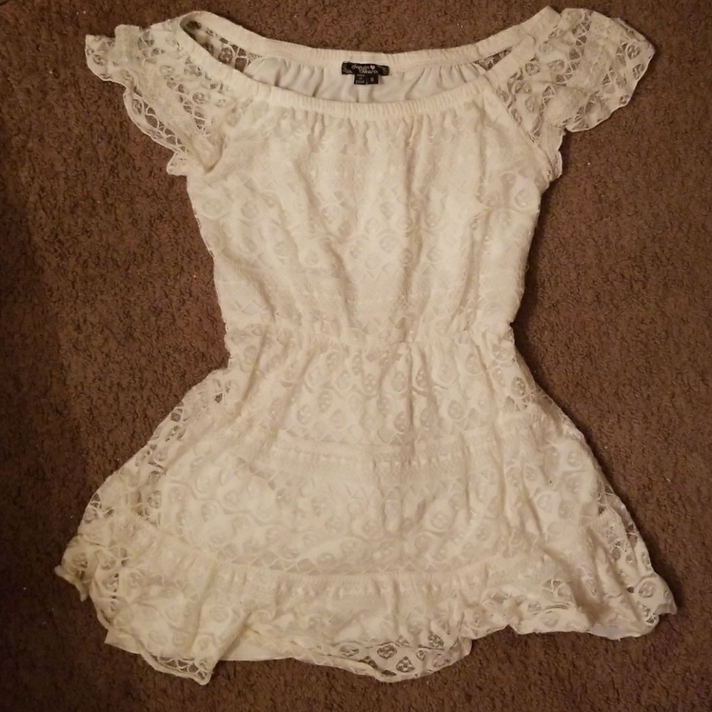 White lace Sequin Hearts dress!