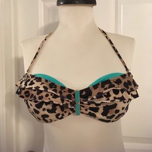 Vix Leopard and teal bikini top Large