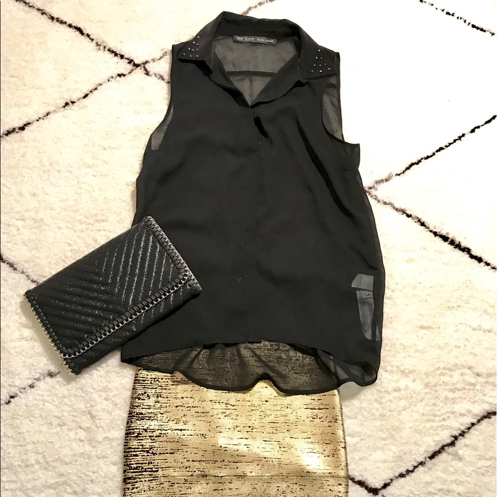 Like 🆕 - button up sheer black camisole