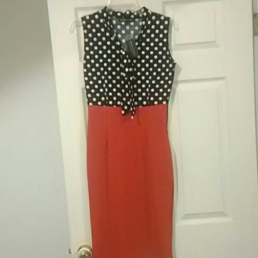 Flirty polka dot dress with Red A-line skirt