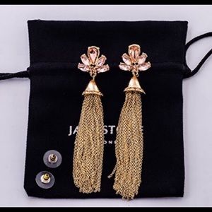 Gold Tassel Dangle Rhinestone Earrings