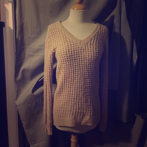 Rue 21 Small Beige Long Sleeve Women's V Neck - Picture 2 of 4