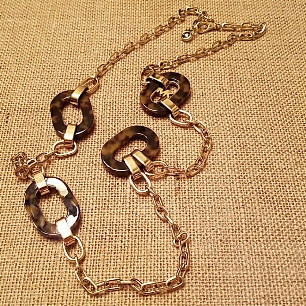 Michael Kors Tortoise Goldtone Link Necklace EUC