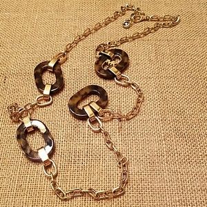 Michael Kors Tortoise Goldtone Link Necklace EUC
