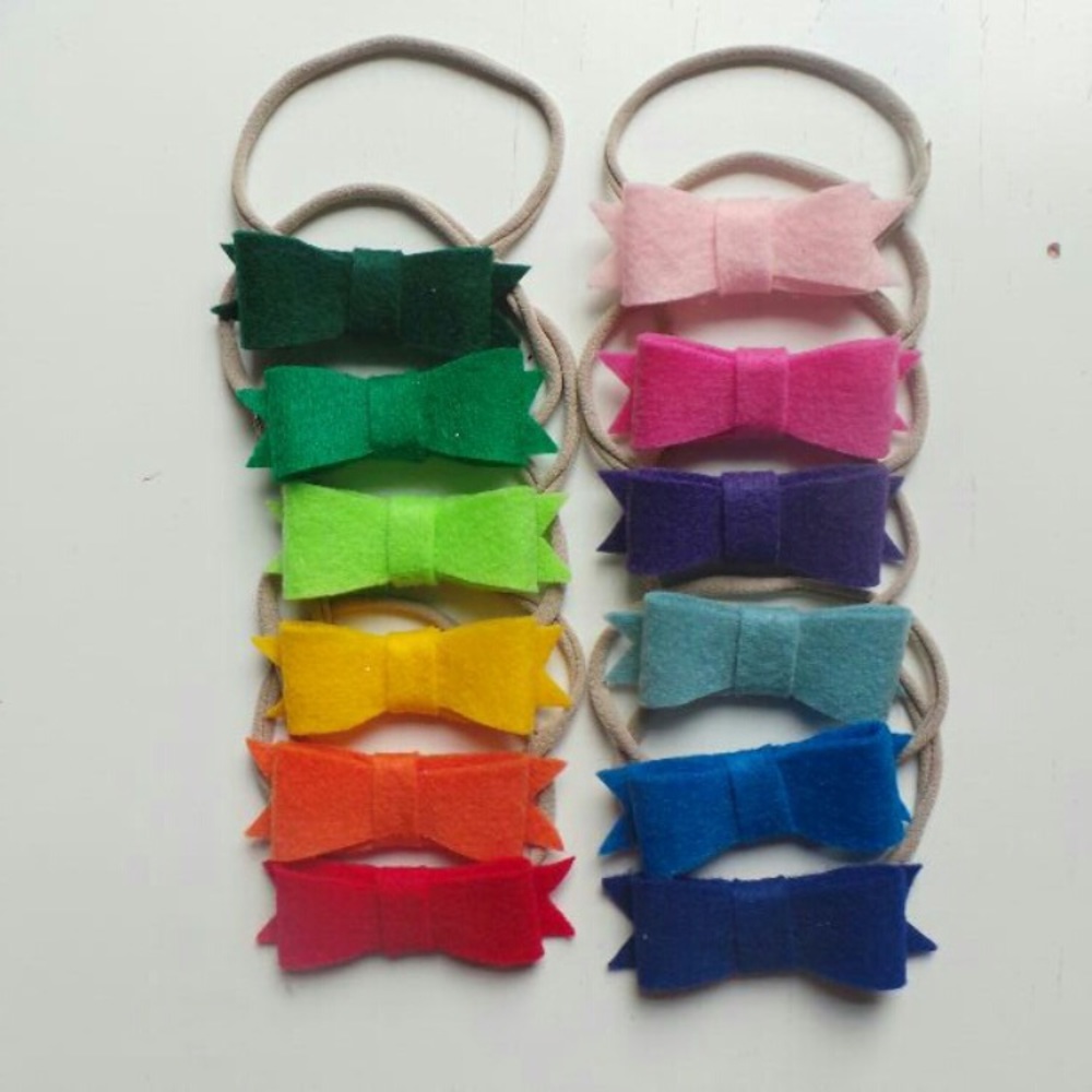 Rainbow Bow Headband Set