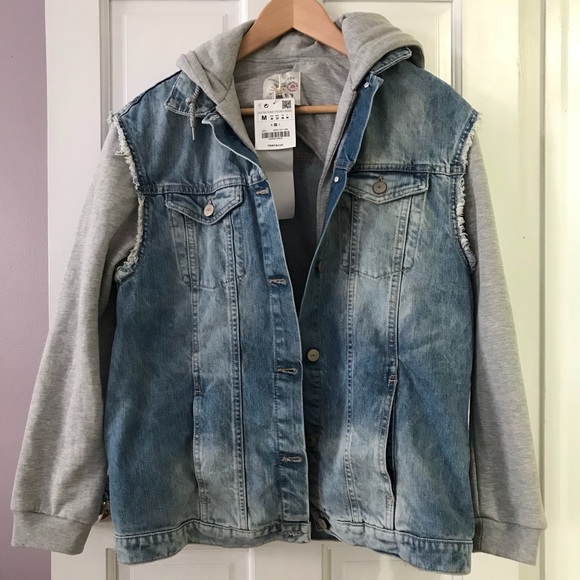 hooded denim jacket zara