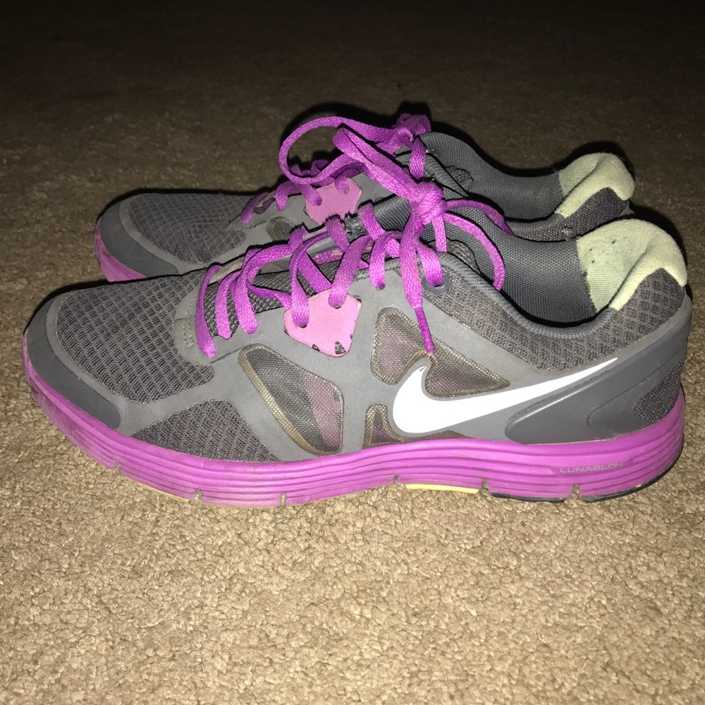 Purple and gray nikes