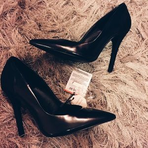 Navy blue leather and suede Zara Heels