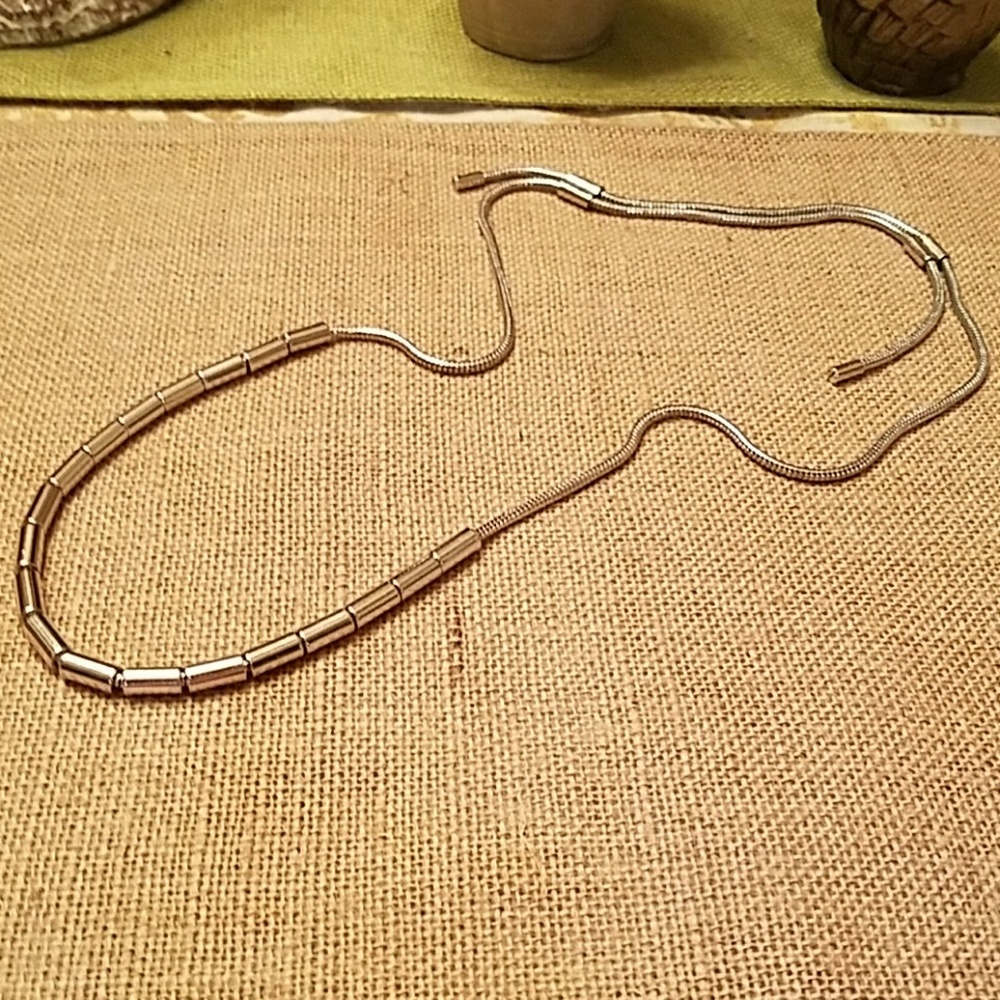 Michael Kors Silvertone Adjustible Necklace EUC