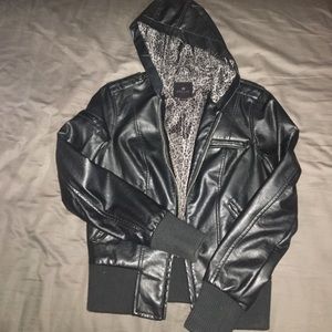 Nollie Jackets & Coats - Zip up faux leather jacket with hoodie Nollie Jackets & Coats - Zip up faux leather jacket with hoodie