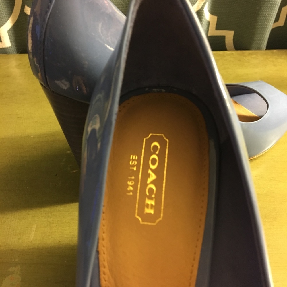 Coach peep toe light blue wedges Size 9B - Picture 4 of 5