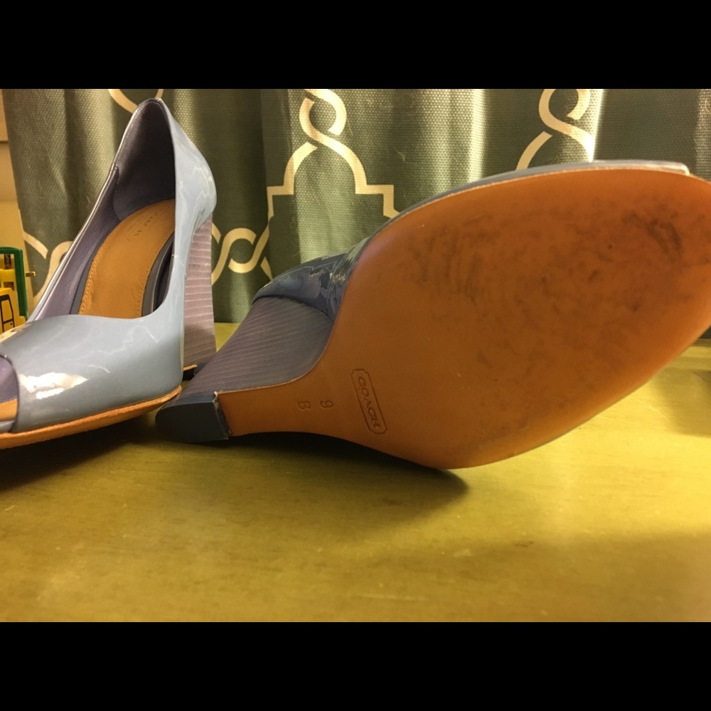 Coach peep toe light blue wedges Size 9B - Picture 5 of 5