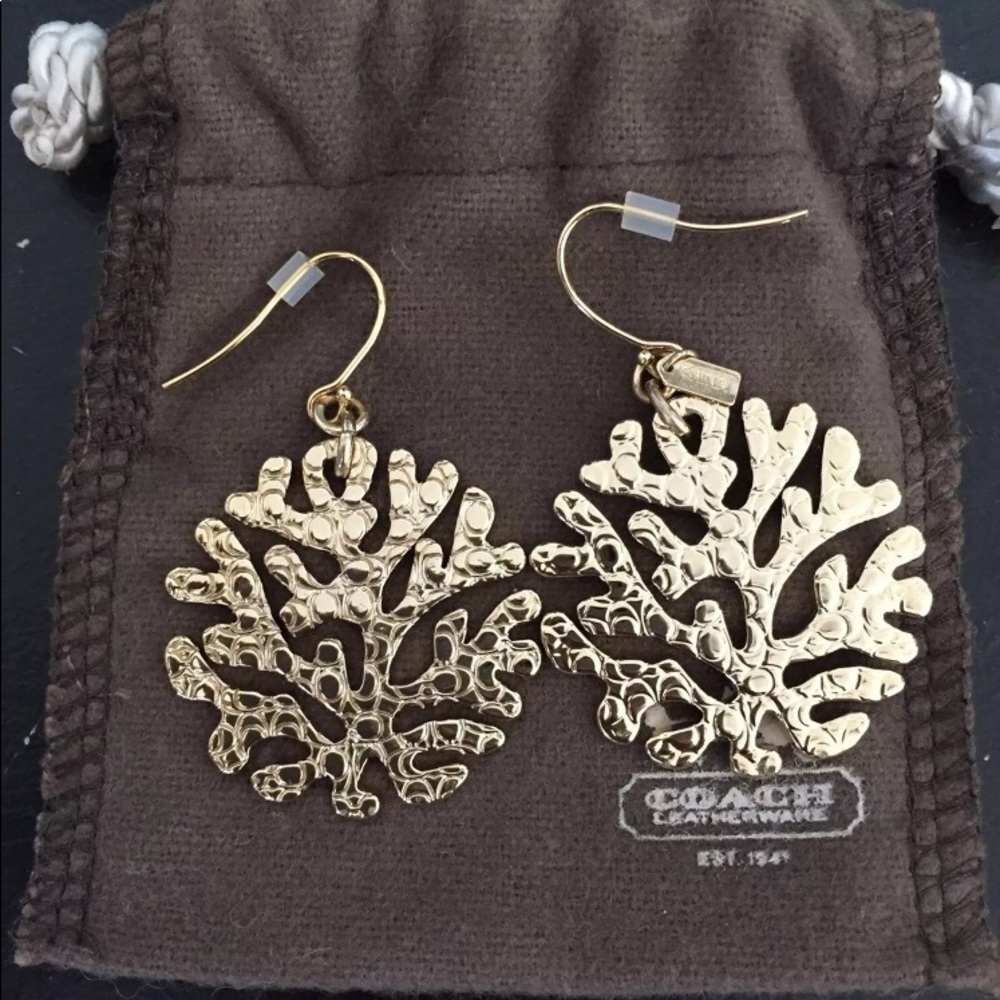 Authentic Coach Coral Disk Earrings