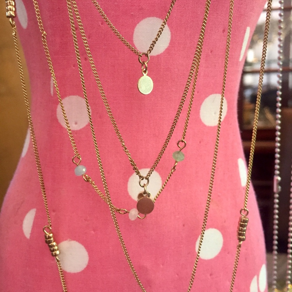 Long boho multi chain delicate necklace