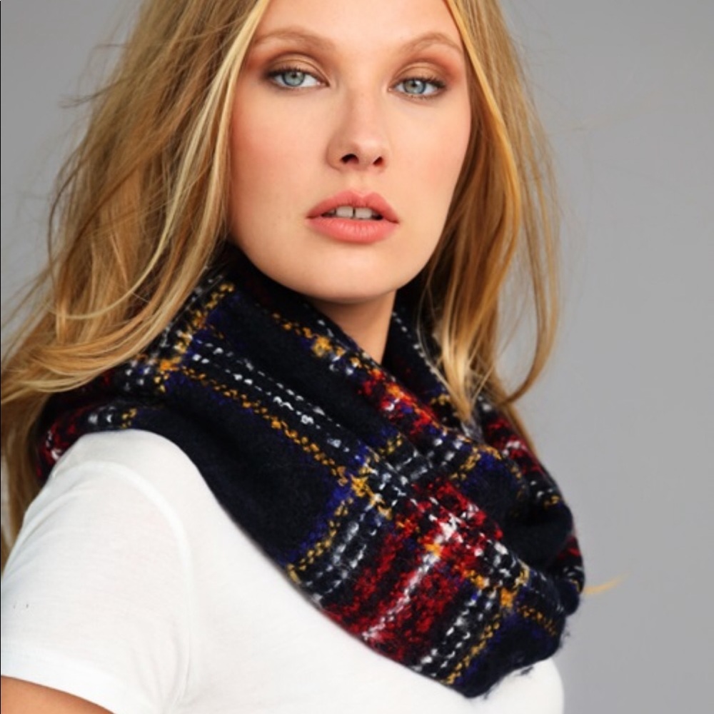 Cozy plaid infinity scarf
