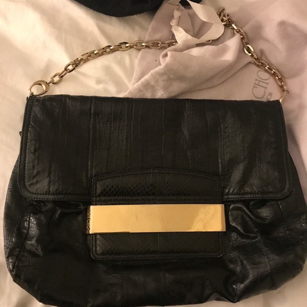 Jimmy Choo Celeste Eal and Watersnake Shoulder Bag