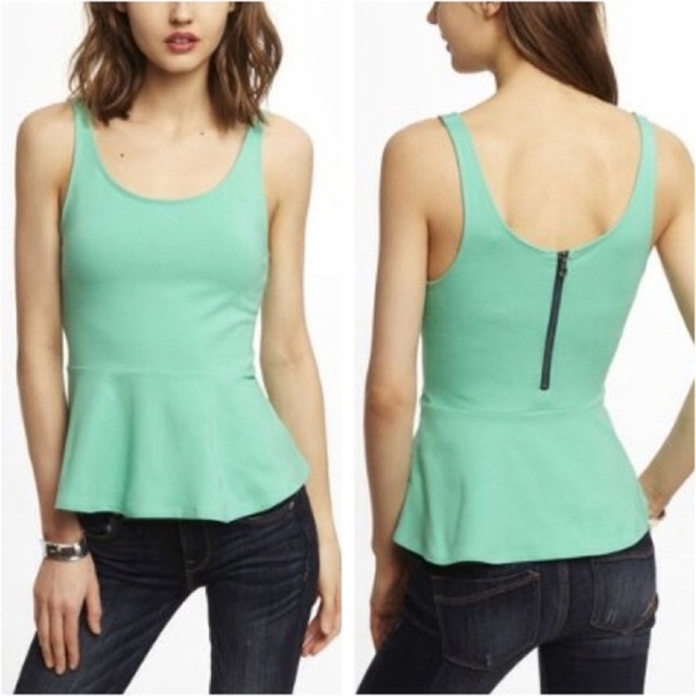 Sleeveless peplum top with exposed zipped back