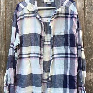 Girls Old Navy button down Plaid Shirt size M 8