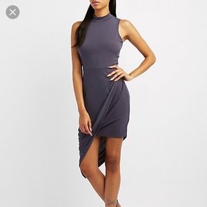 Asymmetrical dress w/ mock neck